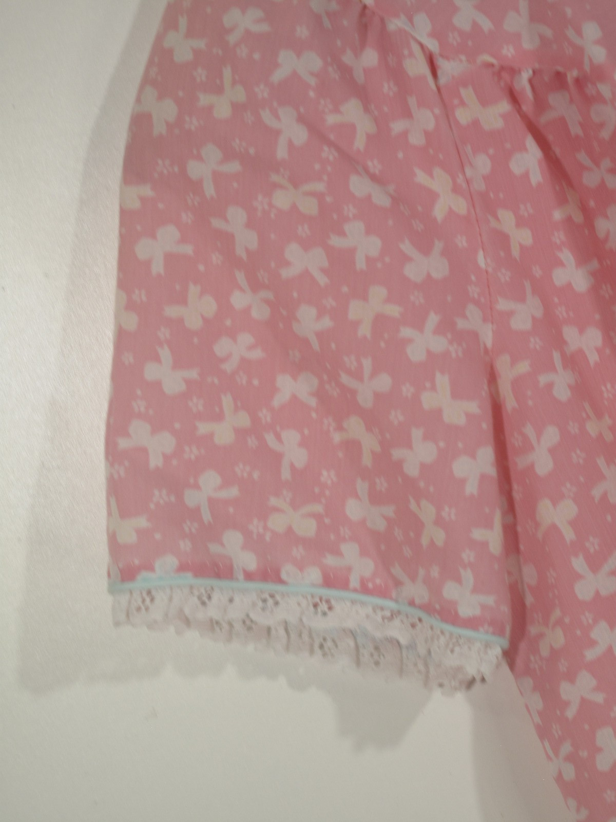 VTG Dan Ellen~Grannycore Nightgown Ruffles~Lace~Pink~Pocket~Bows~USA Made~Sz XL