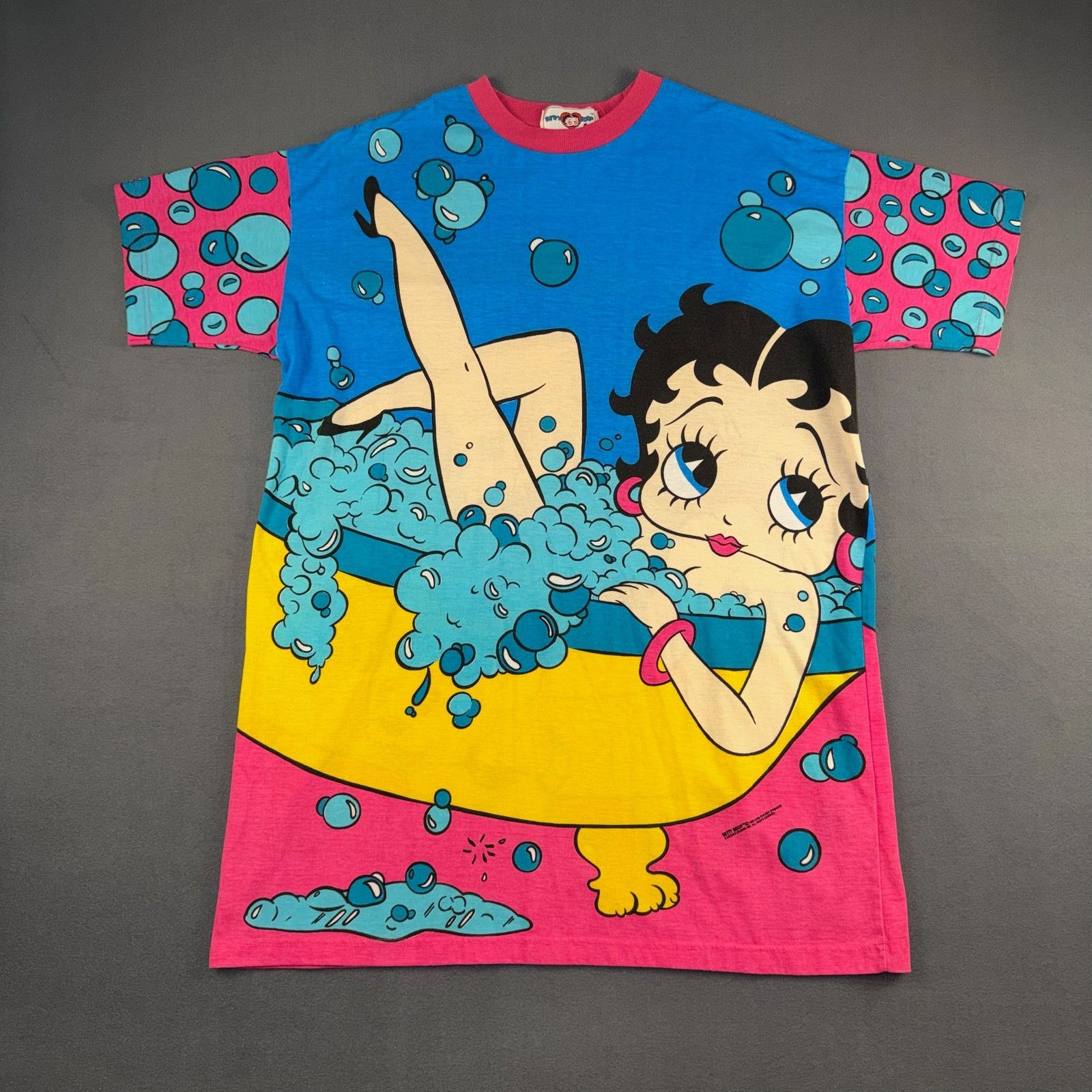 VTG 1994 Betty Boop Intimates Nightgown Bubble Bath All Over Print Sleep Shirt