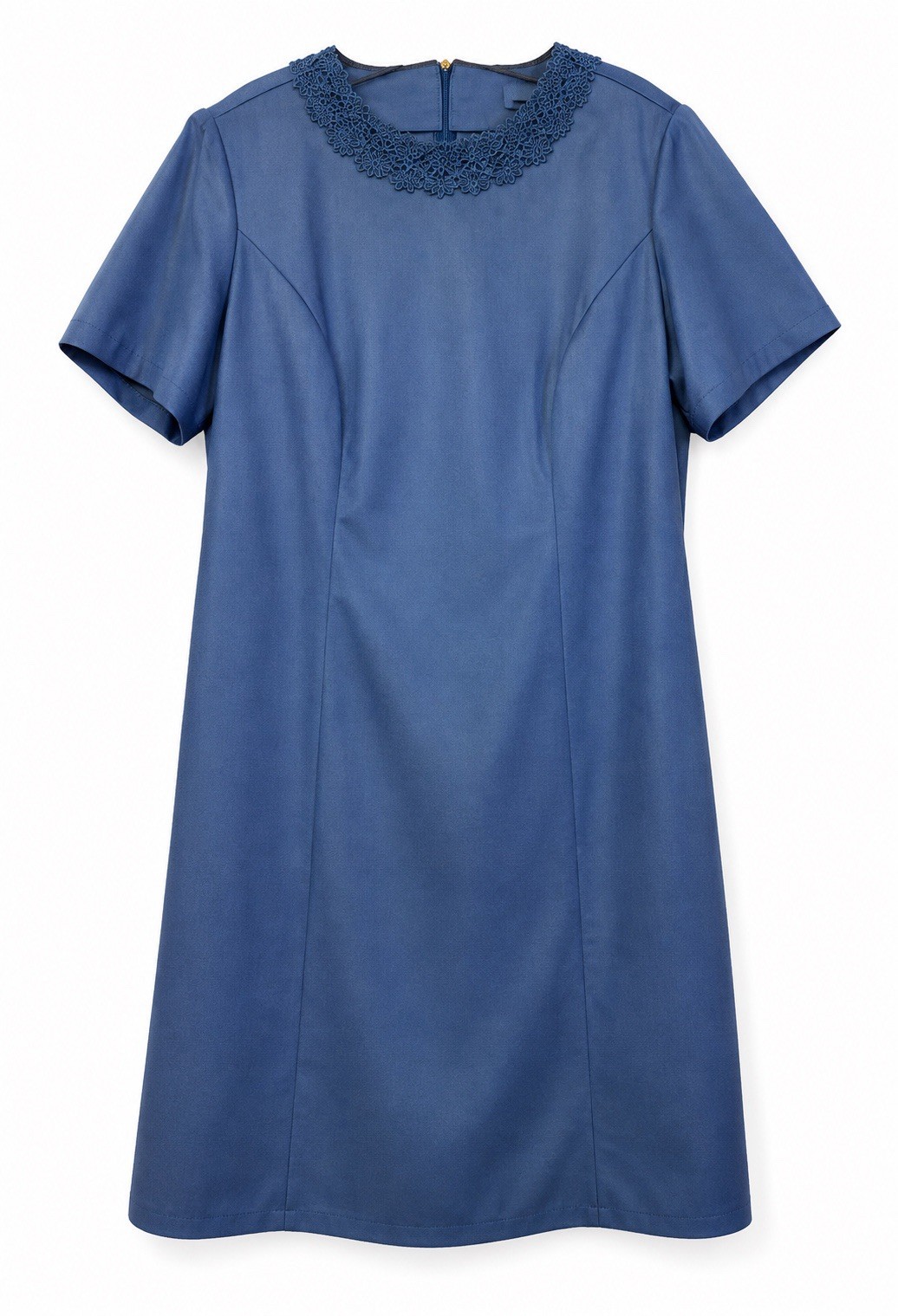 Vintage 1960s Womens 8 Blue Mod Shift Dress Lace Collar A Line Retro Mad Men