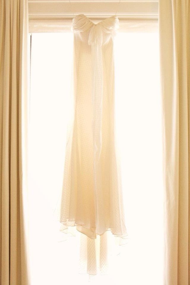 Carolina Herrera Wedding Gown Vintage 2000’s Silk Clip Dot With Train And Bustle