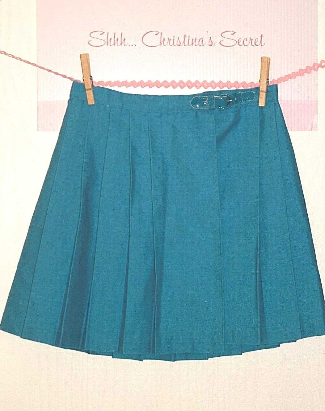 VINTAGE Pleated Skirt Permanent Press Dk. Turquoise Sz S * VG