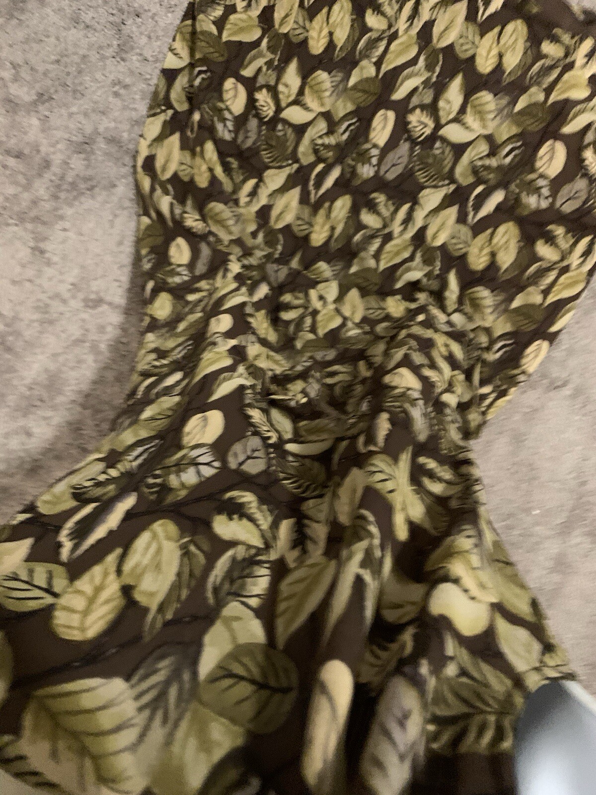 Vintage Et Vous Dress 100% Silk Maxi, Detailed Leaf Design , Cottage Core