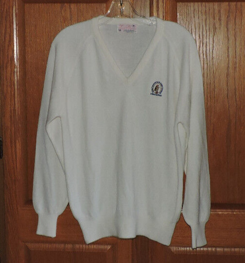 Vintage Lady Pickering Super Soft Acrylic White Sweater-Golf Course Logo XL