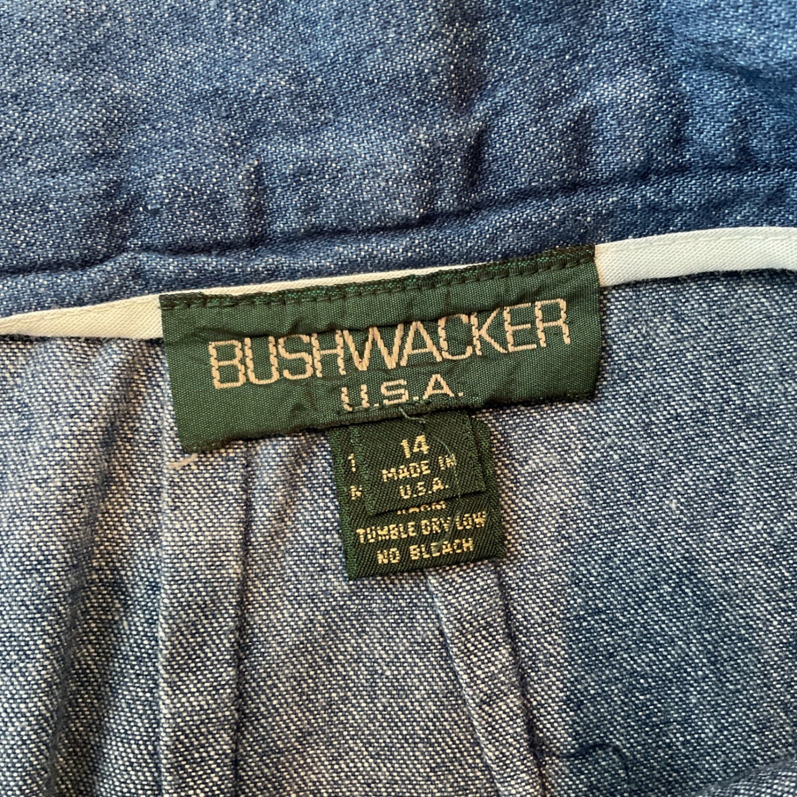Bushwacker USA Vintage Denim Midi Skirt Blue Cotton Pleated High Waist Size 14
