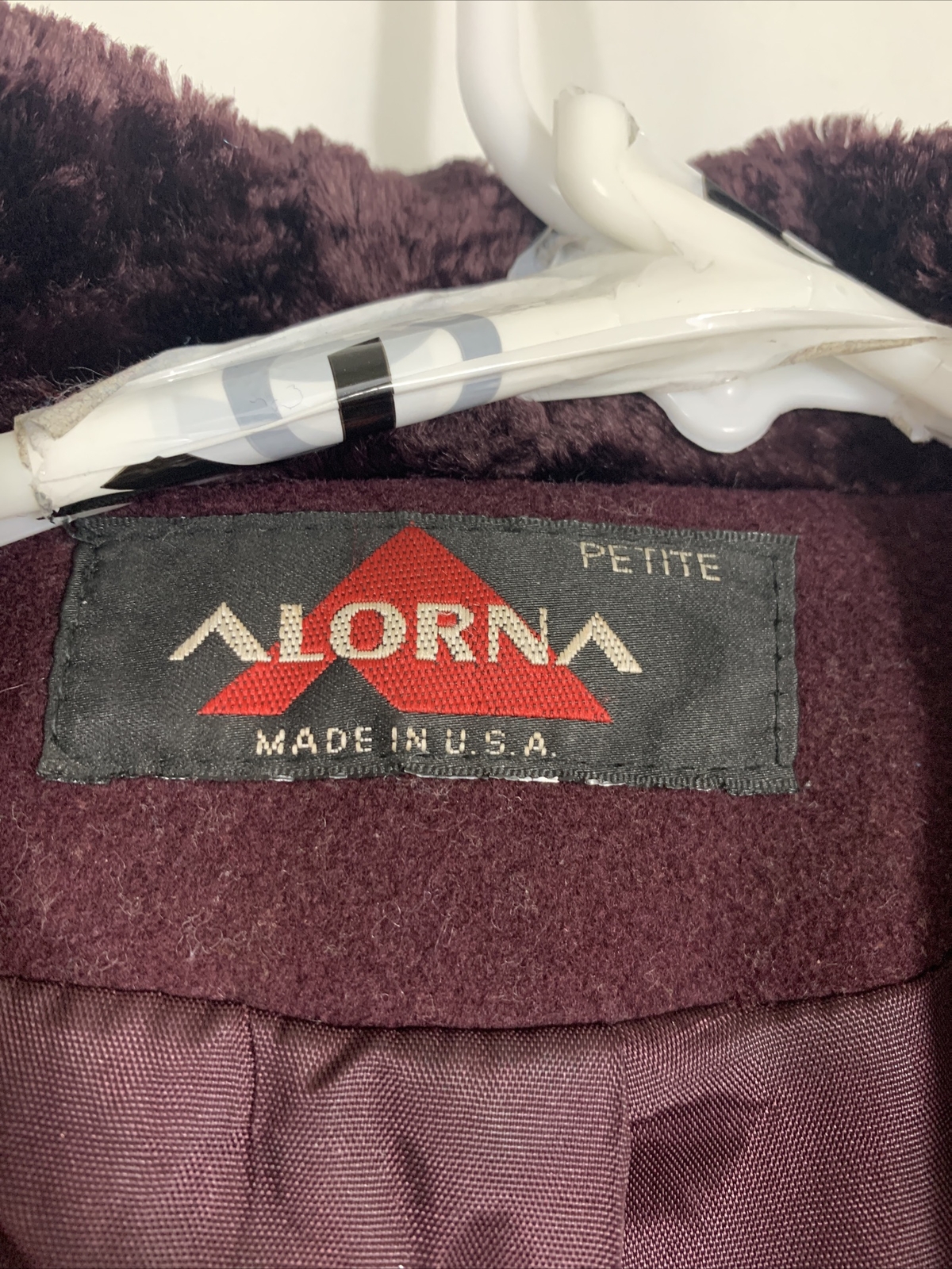 Vintage 80s Alorna Long Plum Wool Coat 12 Petite Evening Duster Velvet Trim
