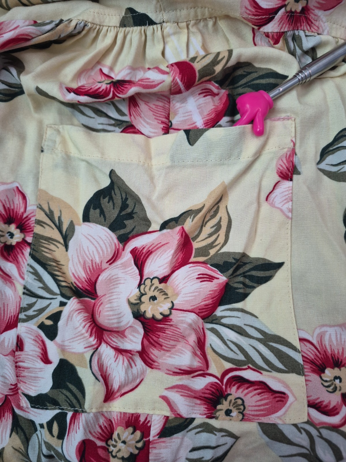 Vintage Moda Int’l Shirt Dress Floral Tropical Hawaiian Hibiscus Luau Yellow
