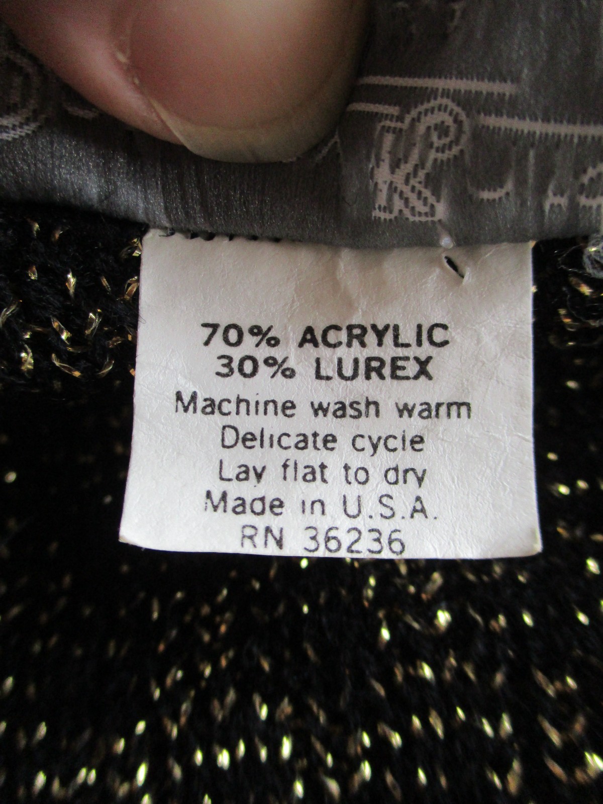 Vintage Parkway Knits Cardigan Sweater XL Women Black Metallic Gold