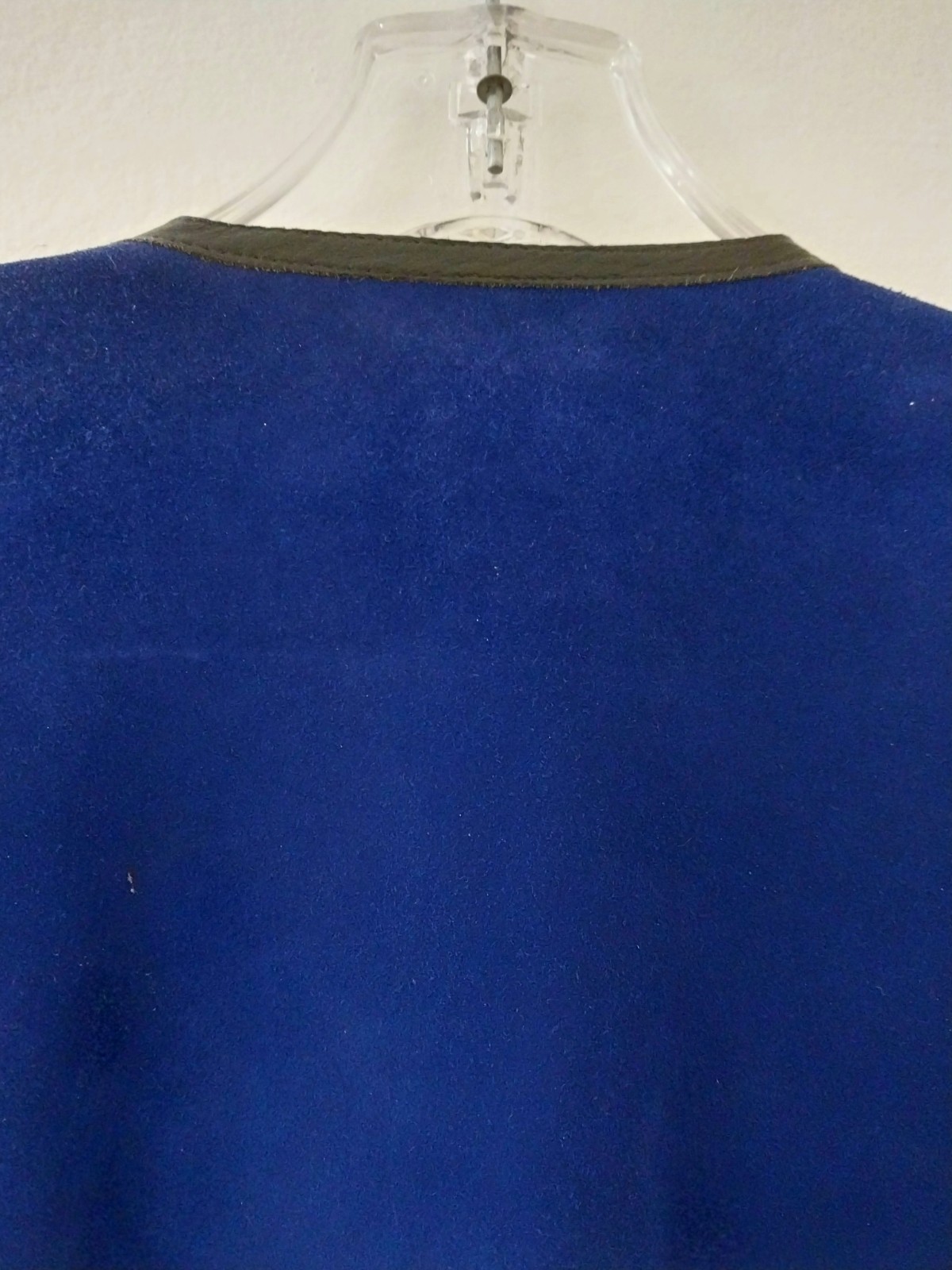 Jean Muir London Vtg 80’s Leather Suede Electric Blue W/ Black Trim Sz8 Jacket