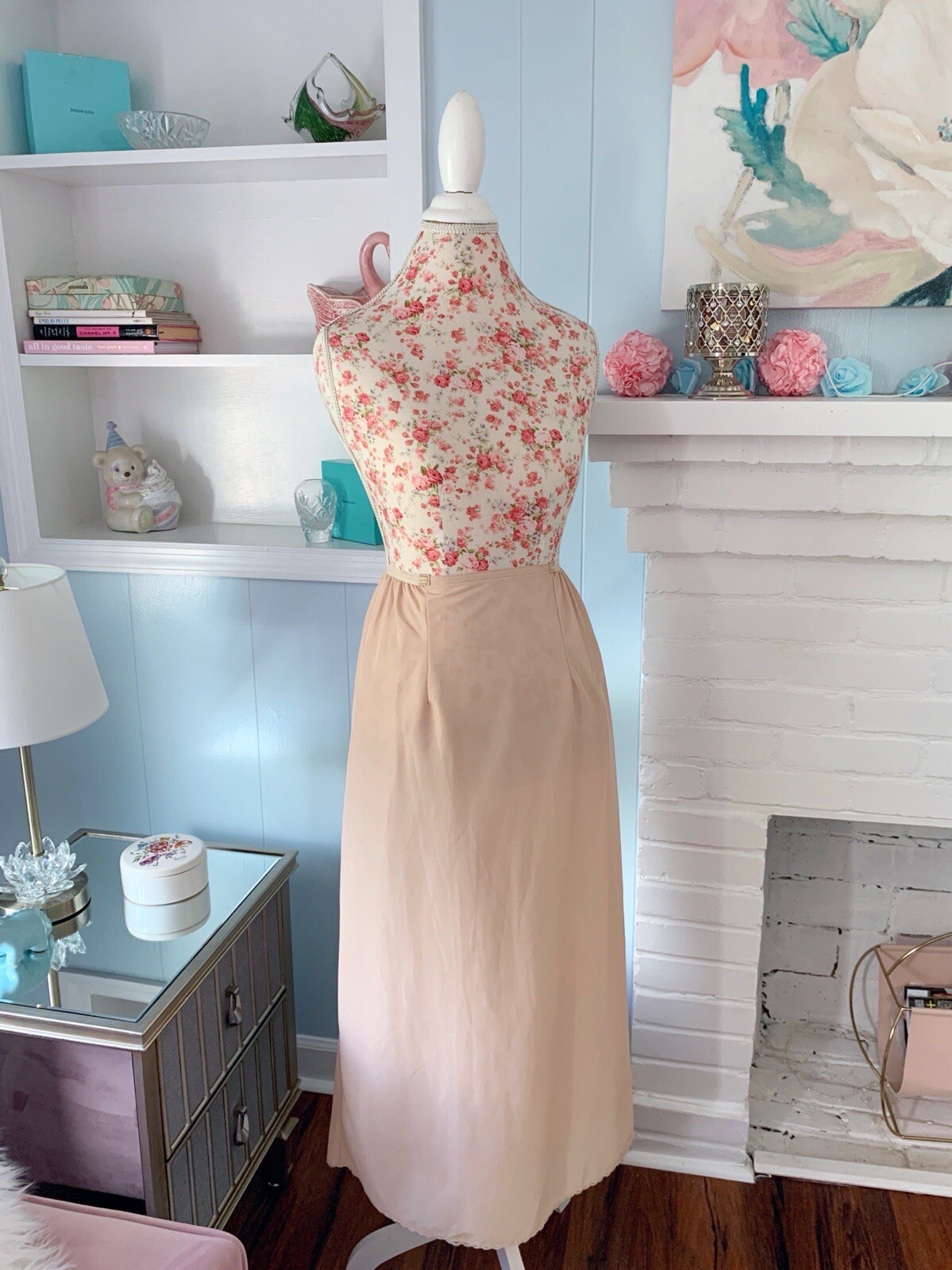 Vintage 1970’s Maxi Half Slip Skirt Lingerie Nude Blush Long Vassarette Boho
