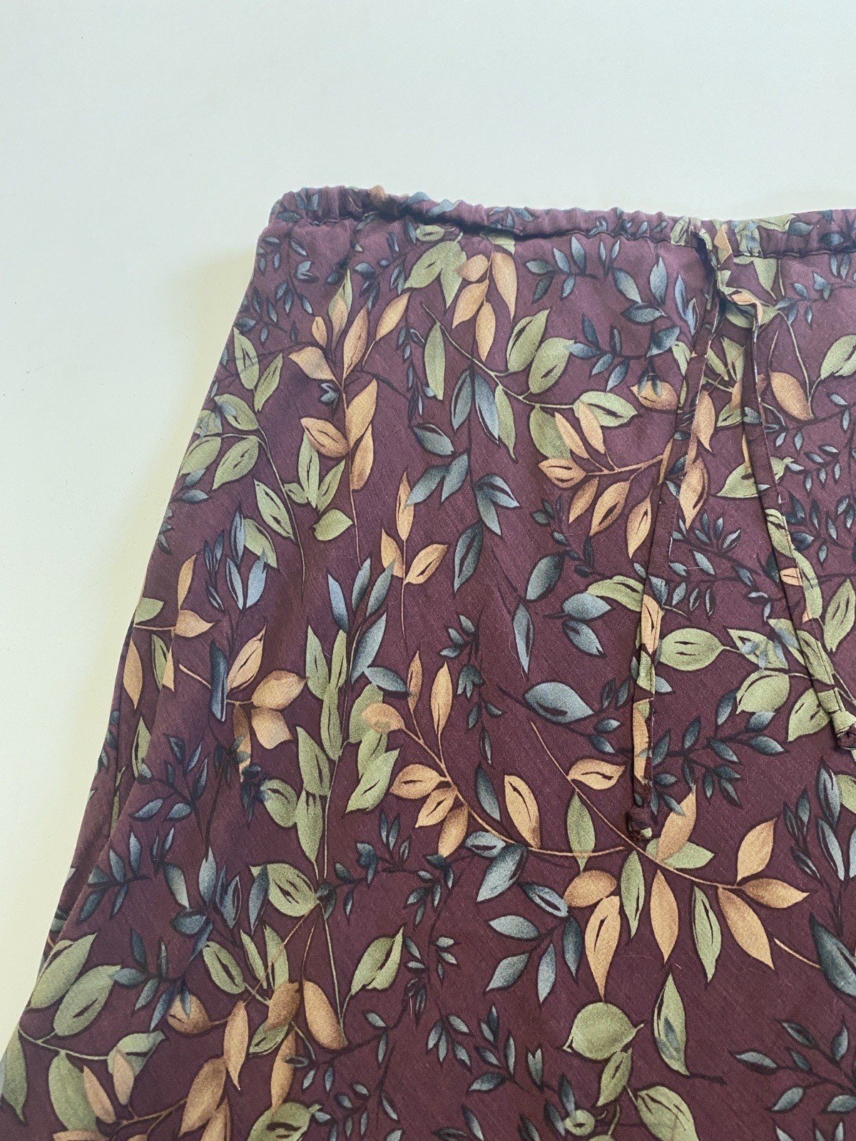 Vintage 90s LL Bean M Skirt Rayon Maxi Burgandy Provincial