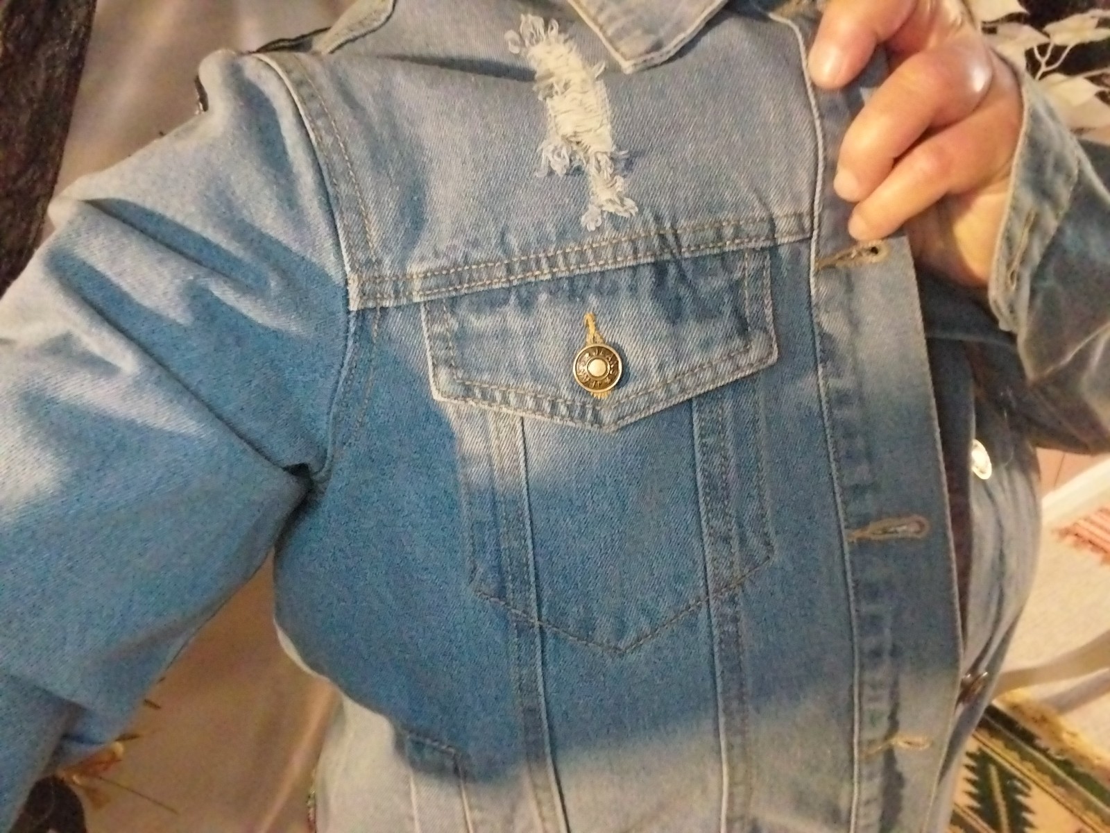 VTG Y2K 90’S BOHO Embroidered Denim Jacket Floral Embellished Tribal Pyramid SEE