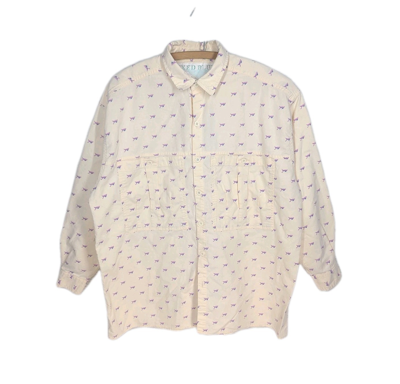 Vintage 90s Rowboat Oxford Shirt 100% Cotton Mixed Blues Outdoors Camping Unisex