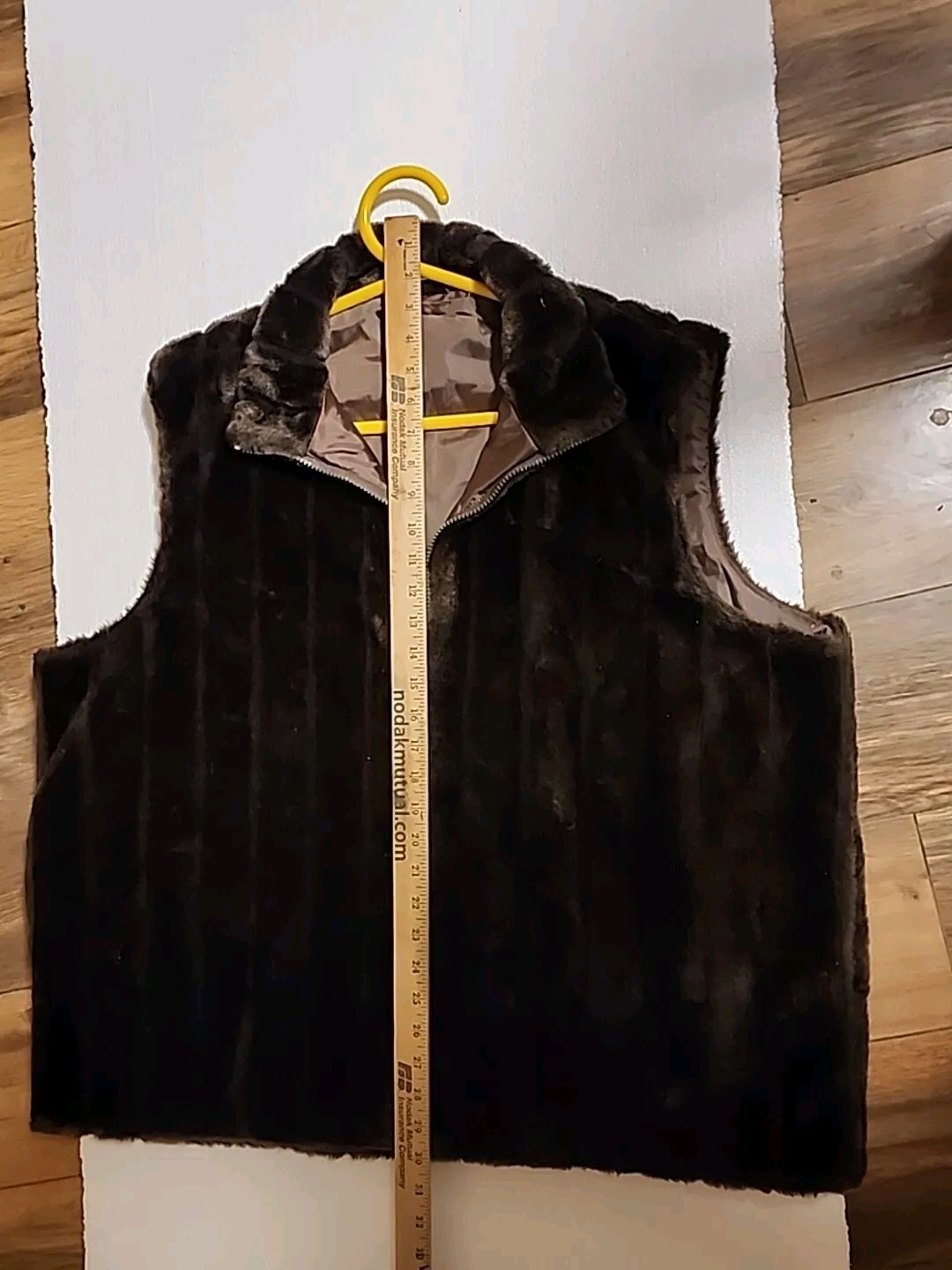 VTG Faux Fur Vest Women’s Full Zip DARK Brown Black Sleeveless sz XL Big&Tall