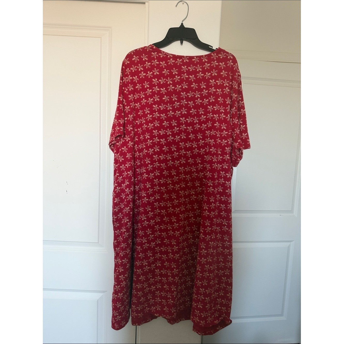 Ulla Popken Red starfish sea ocean dress plus 24/26 short sleeve granny vtg