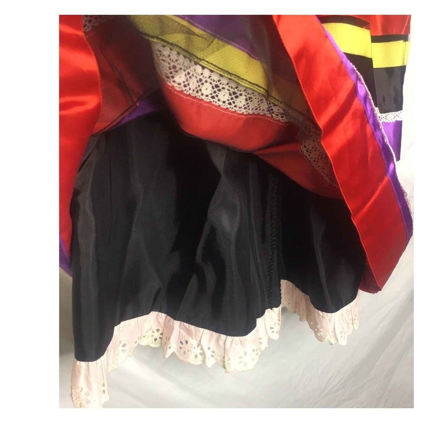 Ribbon Skirt Tiered Satin Lace Grosgrain Size XS Miss Pat Patsi Vintage
