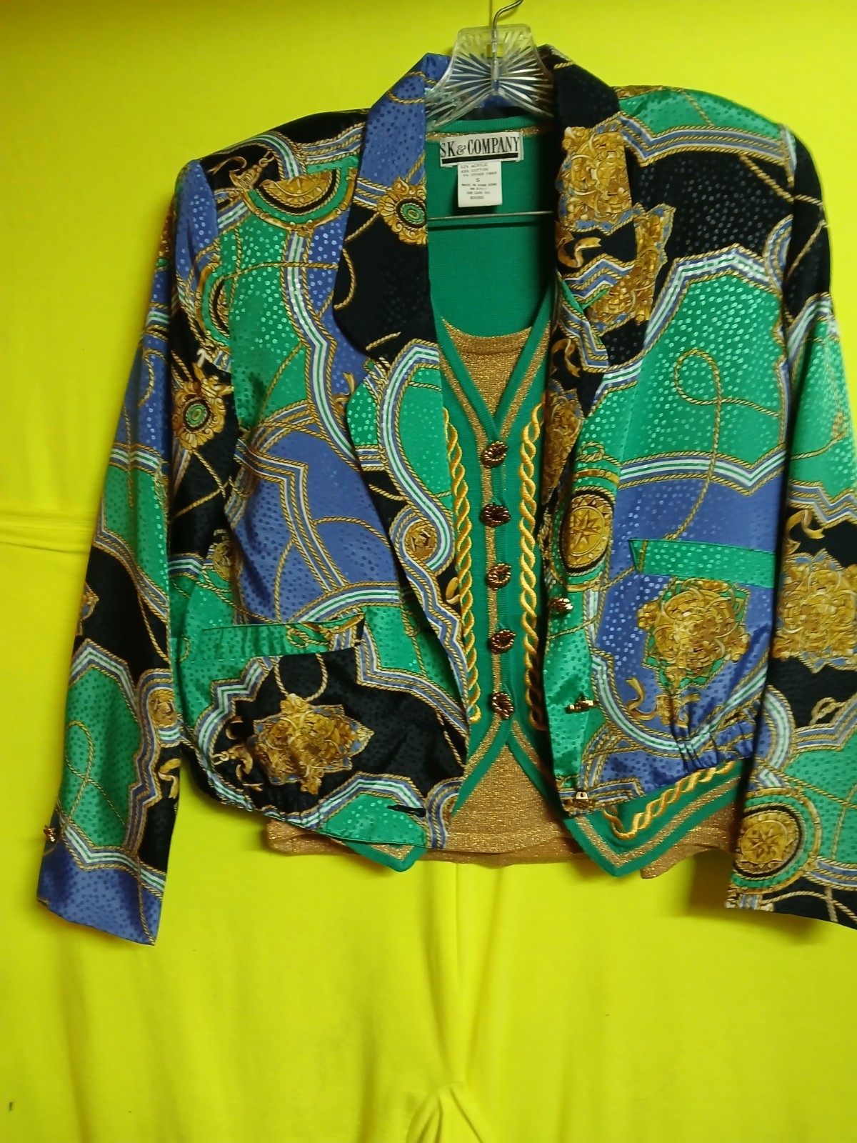 VNTG 80’s 3pc Jacket Blouse Tank Top 3 PC Sz’s S & M SK & Company