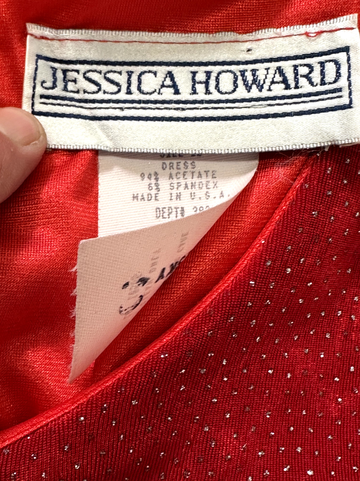 Vintage Jessica Howard Red Glitter Maxi Dress Women Size 12 Evening 1980s 1990s
