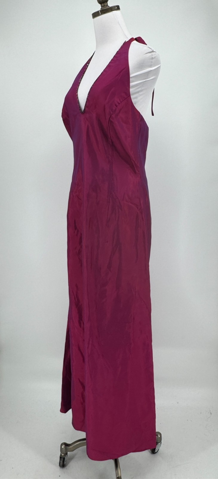 Vintage 90s Jessica McClintock Gunne Sax Fuchsia Pink Halter Formal Gown Sz 11