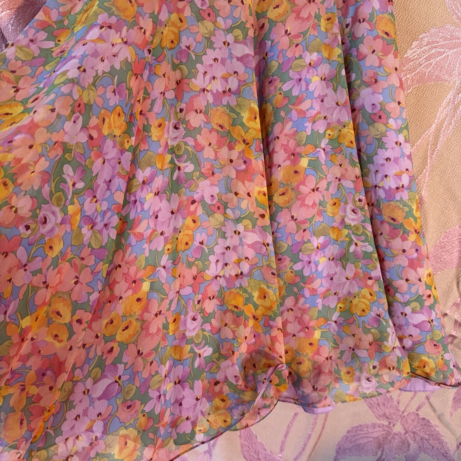 Niteline Della Roufogali Silk Dress Vintage, Beaded, Size S