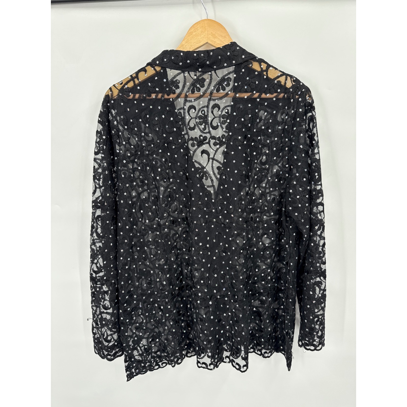 Vintage MaxiMa Evening Jacket Womens XL Lace Rhinestones Elegant Gala Bling