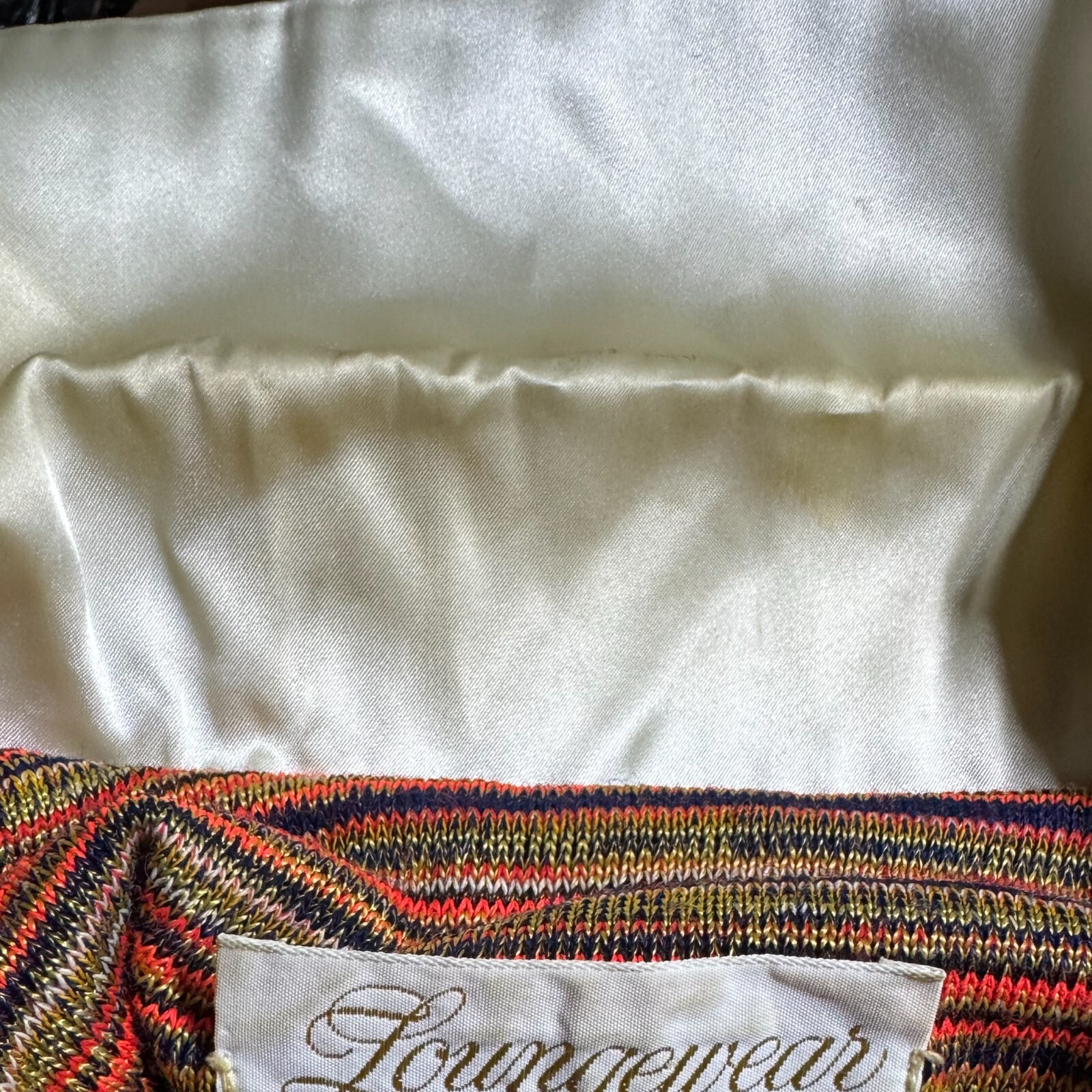 Vintage 1960’s Loungewear by Gossard Multicolor Orange Stripe Kimono Robe Dress