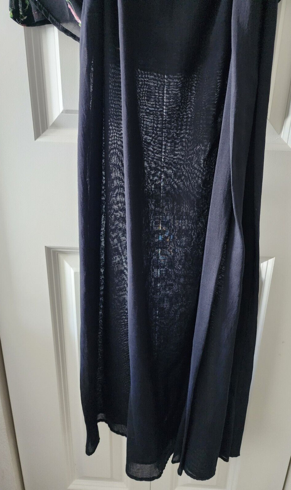 Vintage Lola P. Maxi Dress Black Multicolor Floral Textured Gauze- Size S