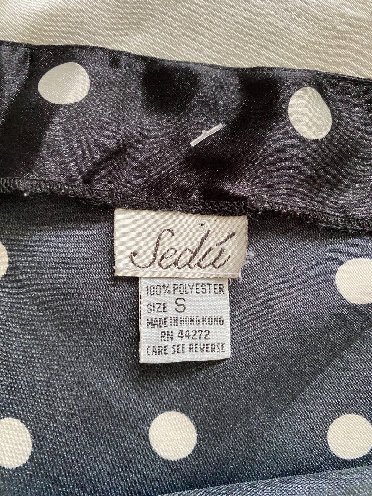 Vintage 1990s Black White Polka Dot Satin Half Slip Coquette Pin Up Small