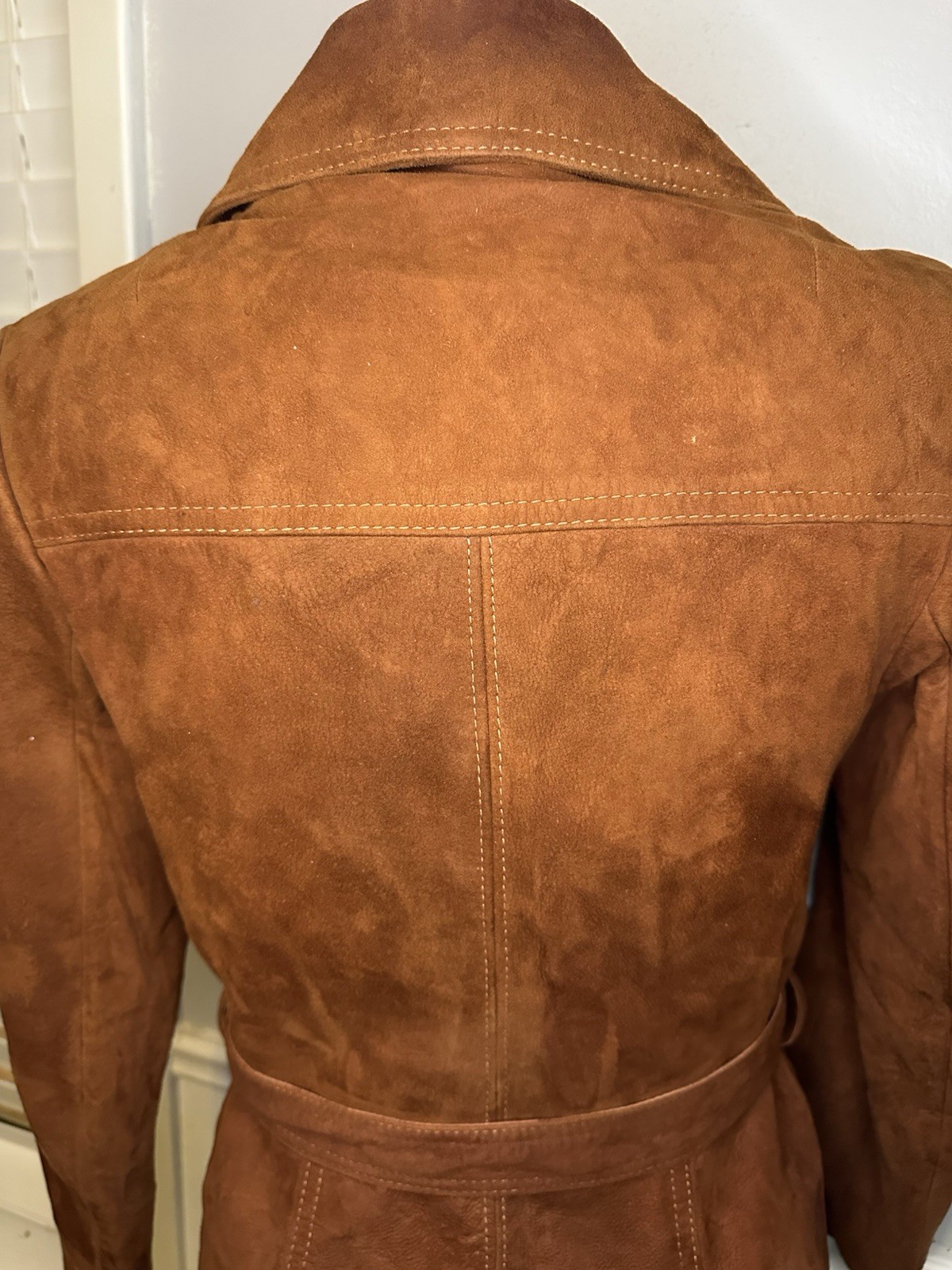 New England Sportswear Company Suede Leather Mahogany Belted Coat Women’s Size 8