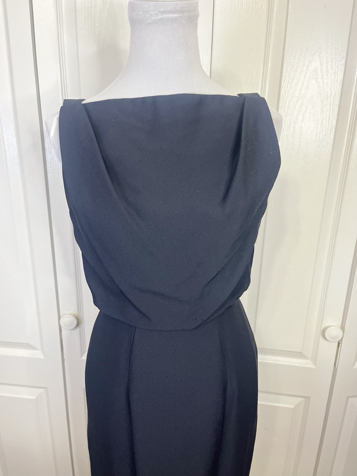 Vintage 1950s-60s Lilli Diamond Black Crepe Cocktail Dress Sz 4 Old Hollywood