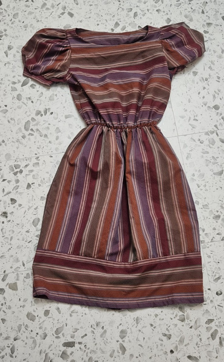VTG 80s Shape Of Los Angeles Multicolor Striped Dress Sz 5 Modern XXS / 0