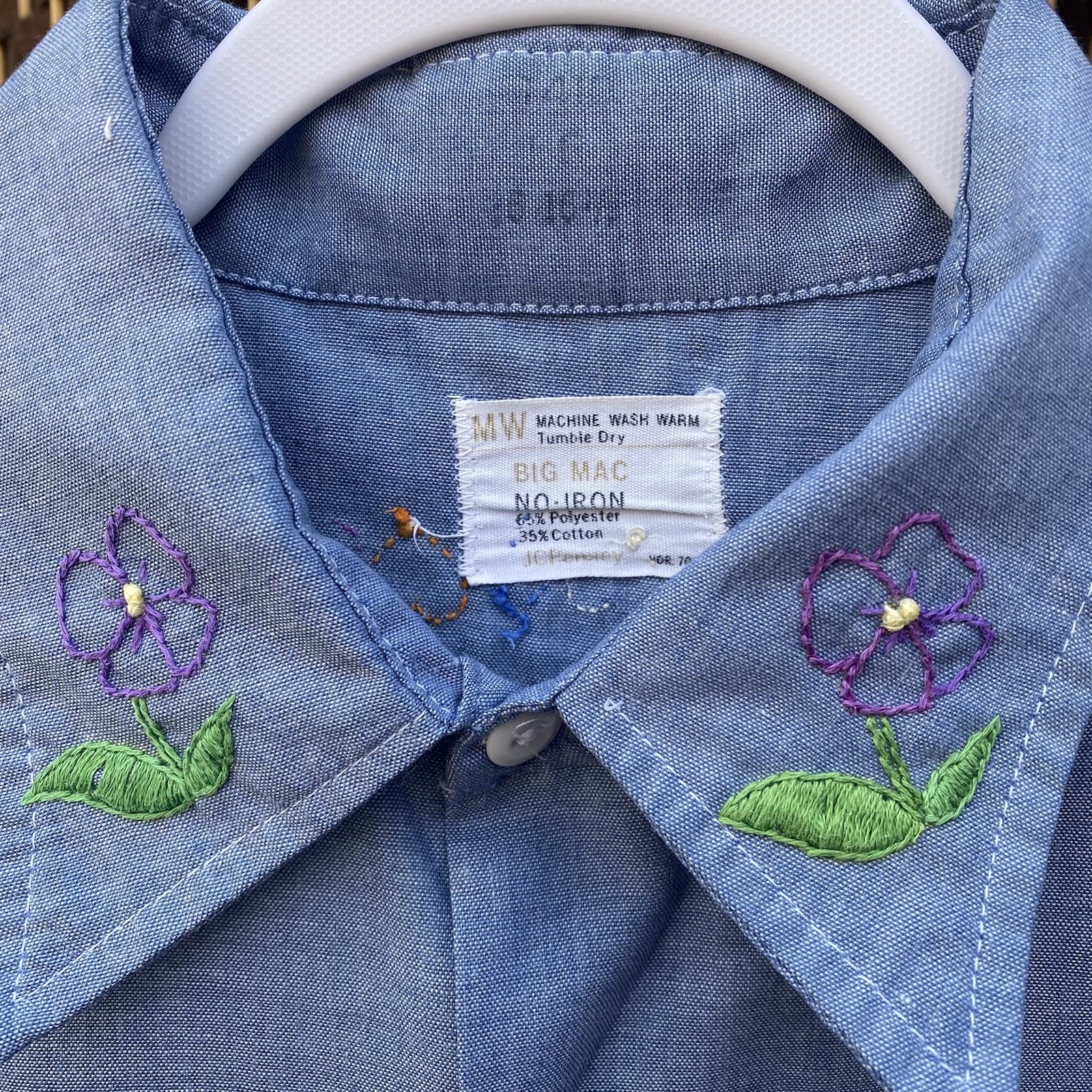 VTG JC Penney Big Mac Shirt Womens Embroidered Mushrooms Sunset Flowers Nature L