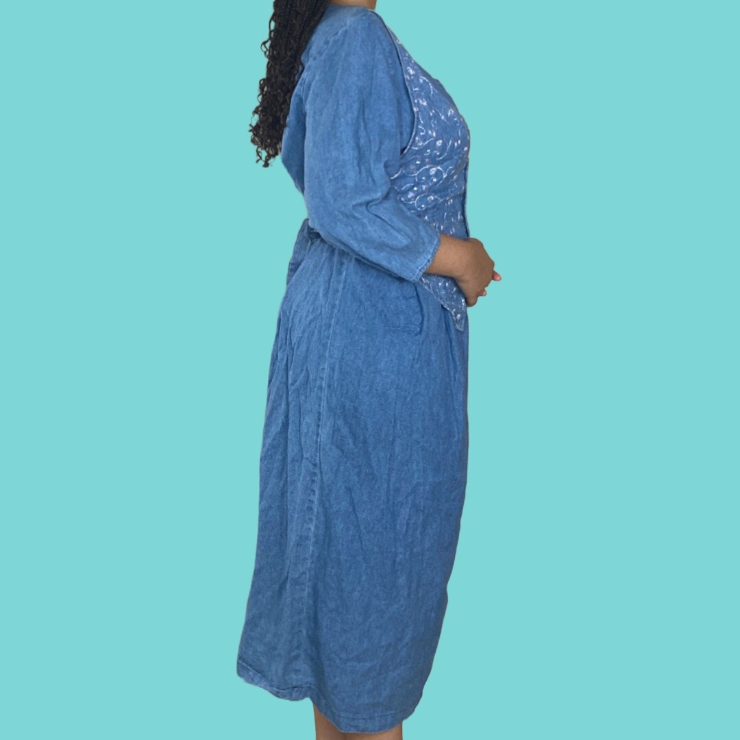 Alexandra Lee Vintage 90s Denim Maxi Dress Size: 18/20