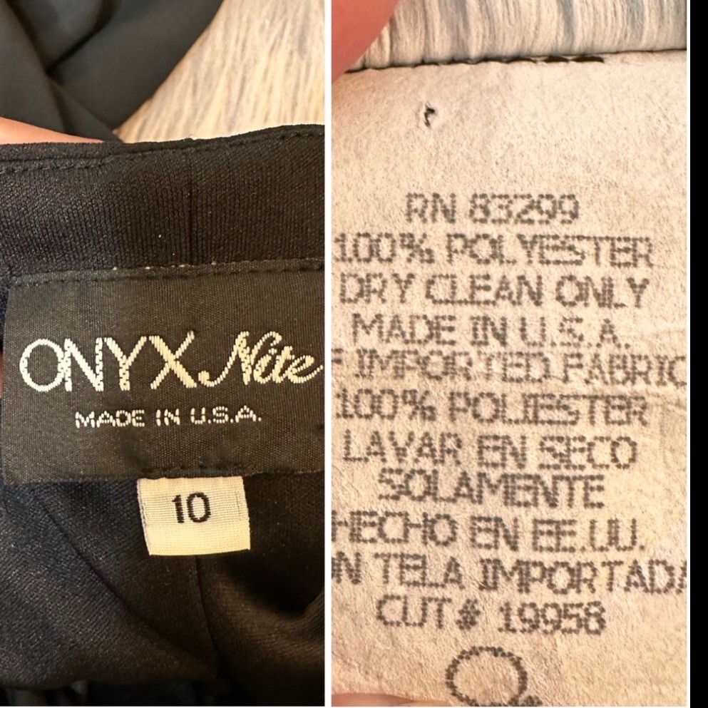 Vintage 90’s Y2K ONYX Nite Black Draped Gown Long Dress | Size 10 | Made in USA