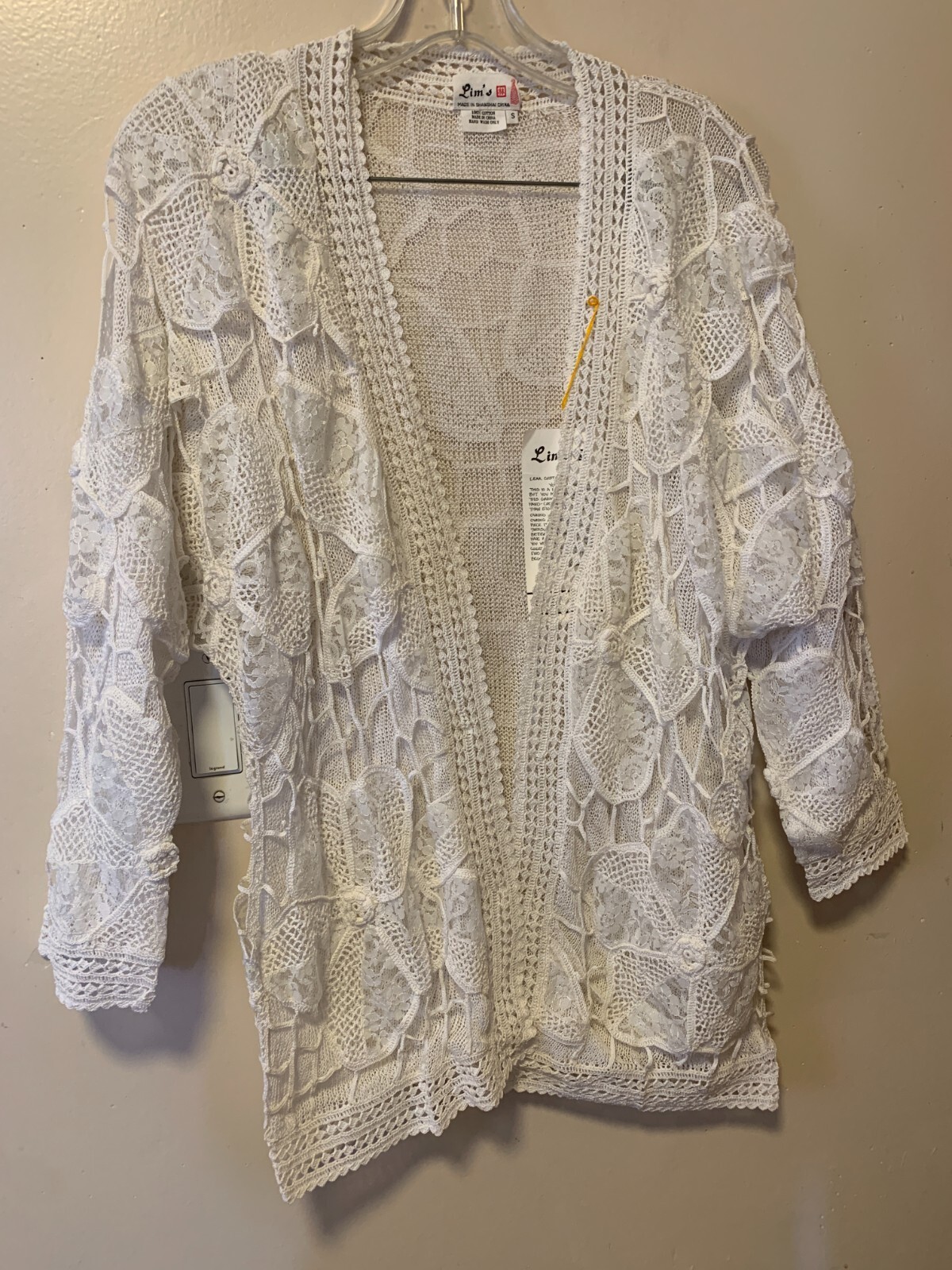 Lim’s 3 Piece Set White Jacket Top & Skirt Crochet Size S NWT