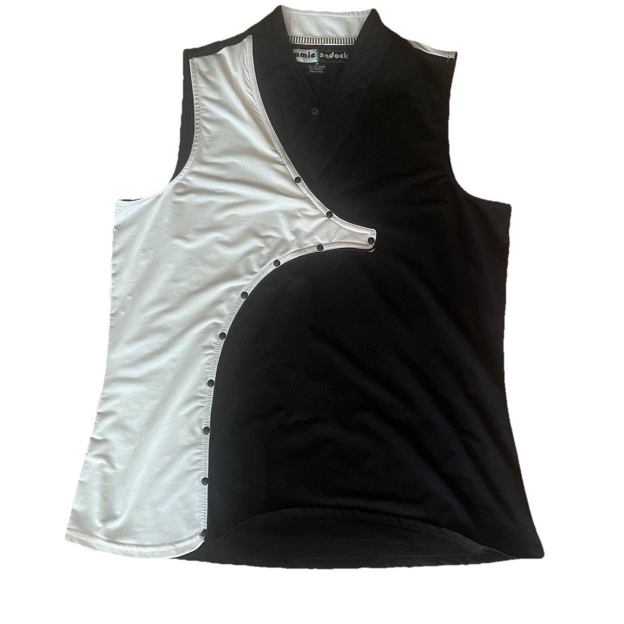 Vintage Jamie Sadock Y2K Black White Studded Abstract Stylized Collar Top M