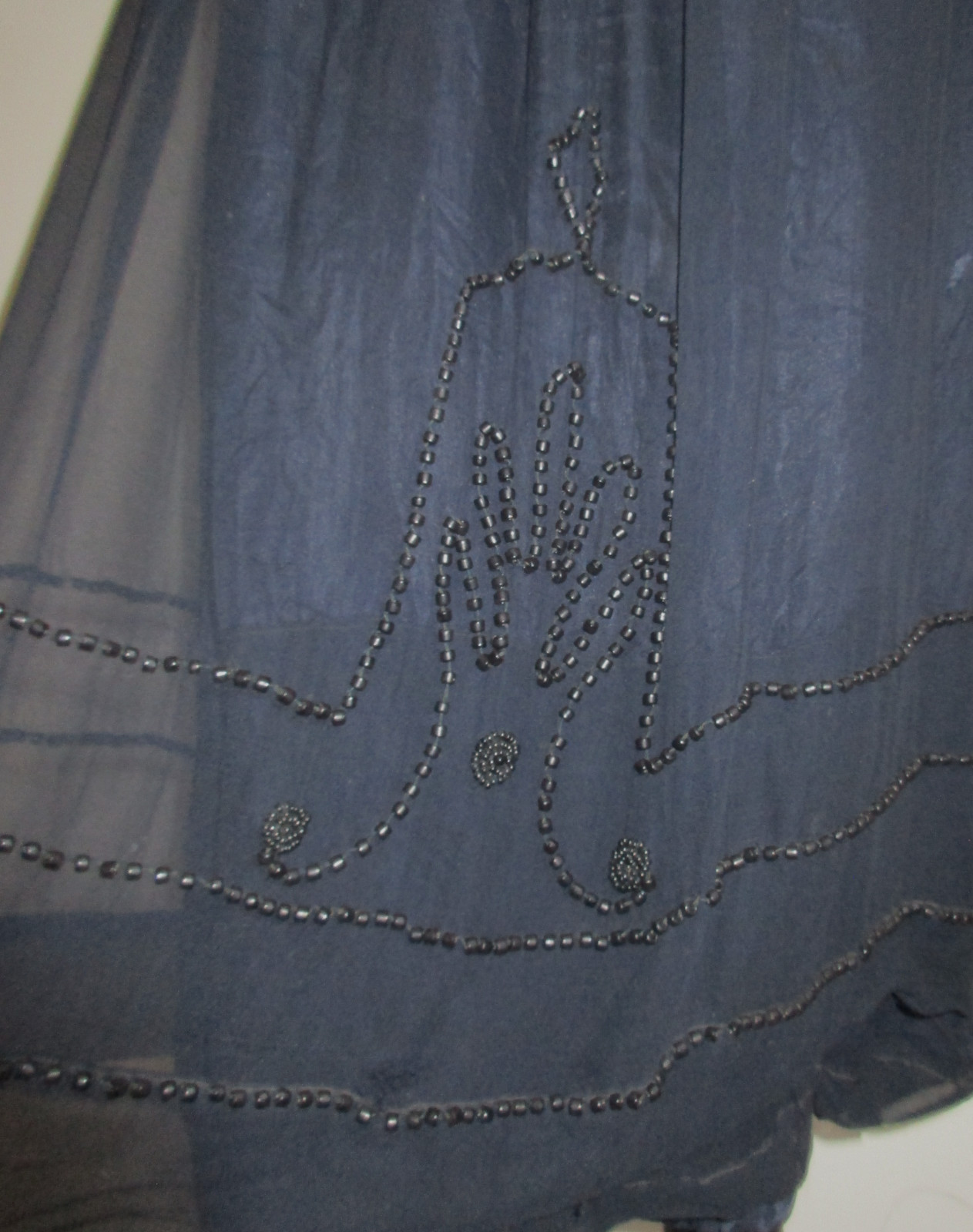 Vintage/Antique 1920’s Art Deco Black Silk Chiffon Jet Beaded Flapper Dress