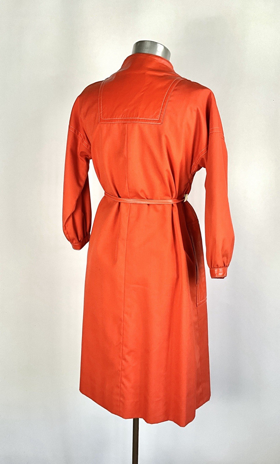 Vintage 1960’s Bonnie Cashin Sills Tangerine Canvas Coat w Big Leather Pocket