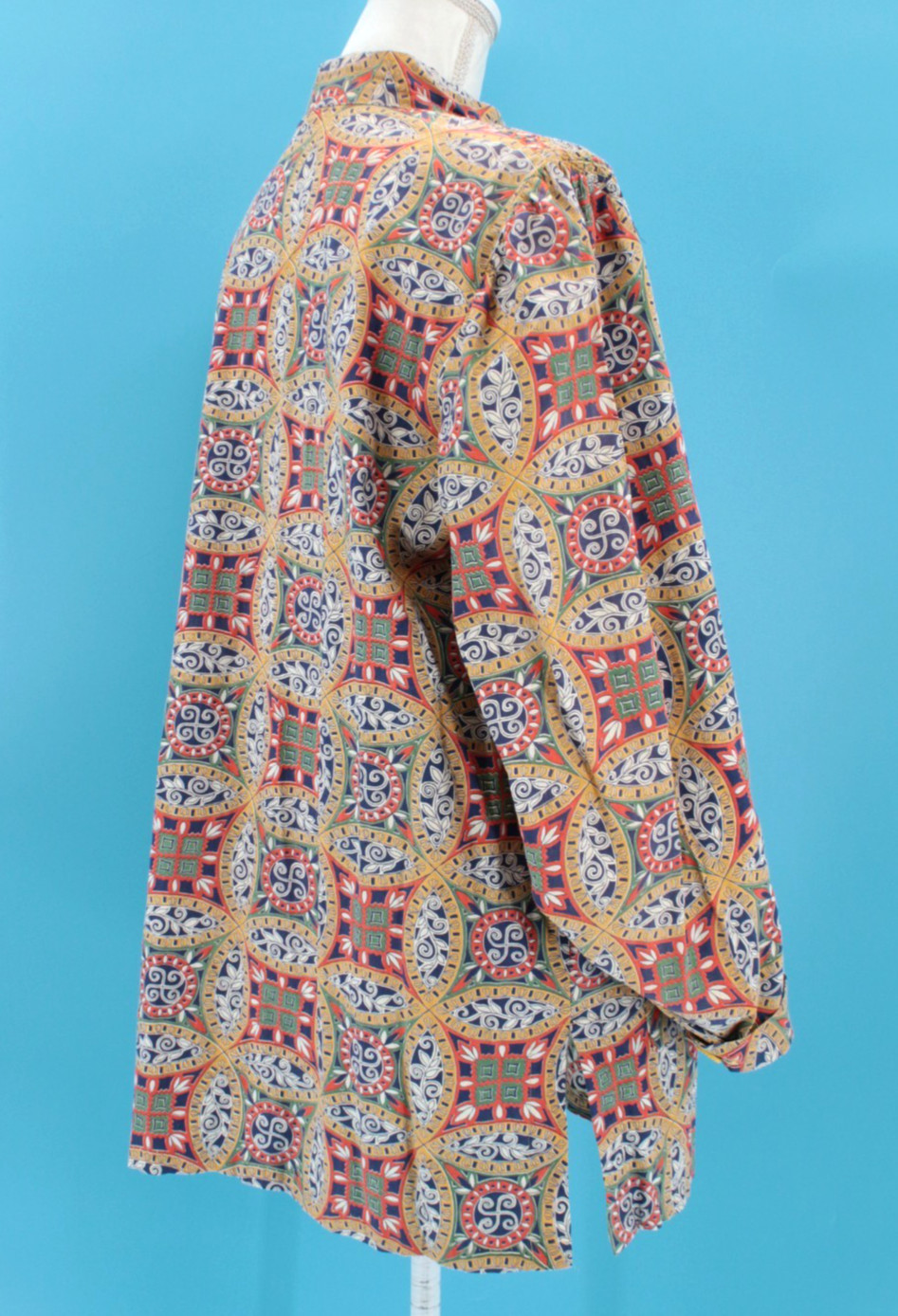 VTG Women’s 40s Colorful Abstract Print Button Front Smock / Shirt Sz M/L 1940s