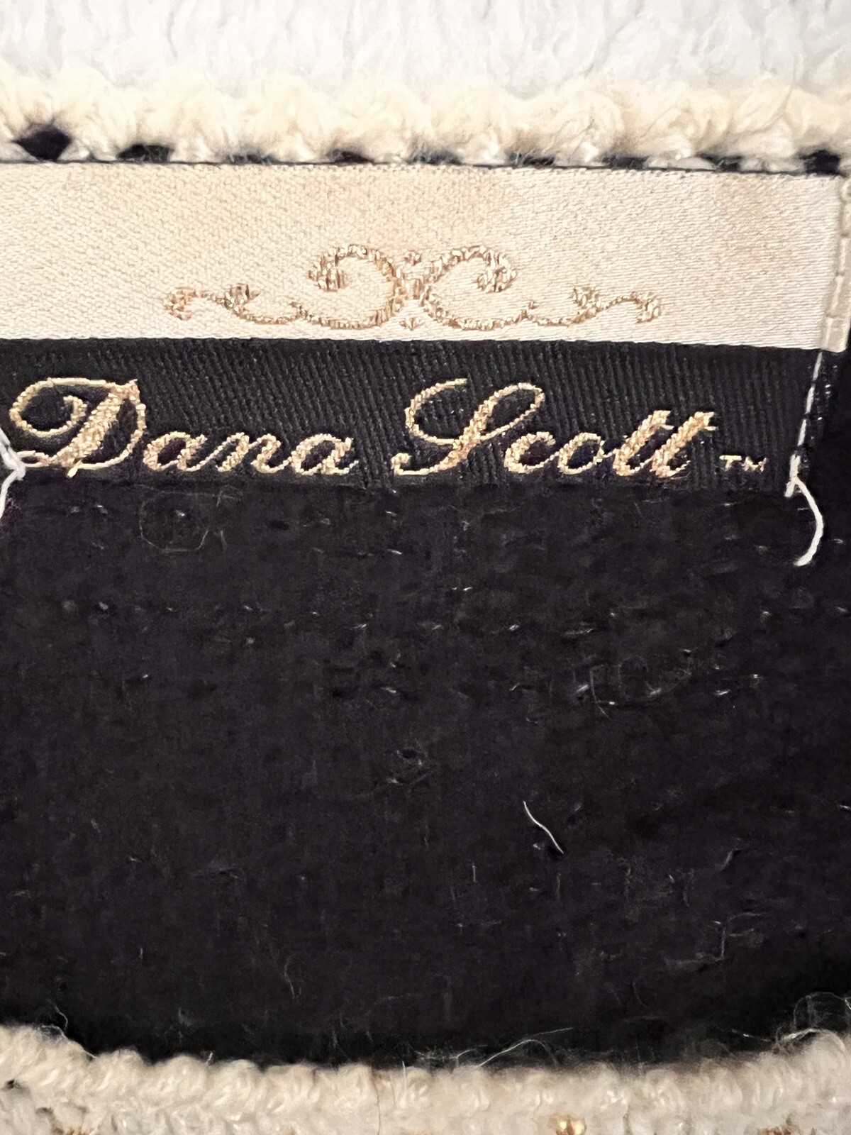 Dana Scott Womens M Vintage Sweater Black & Cream Gold Beads Party Holiday