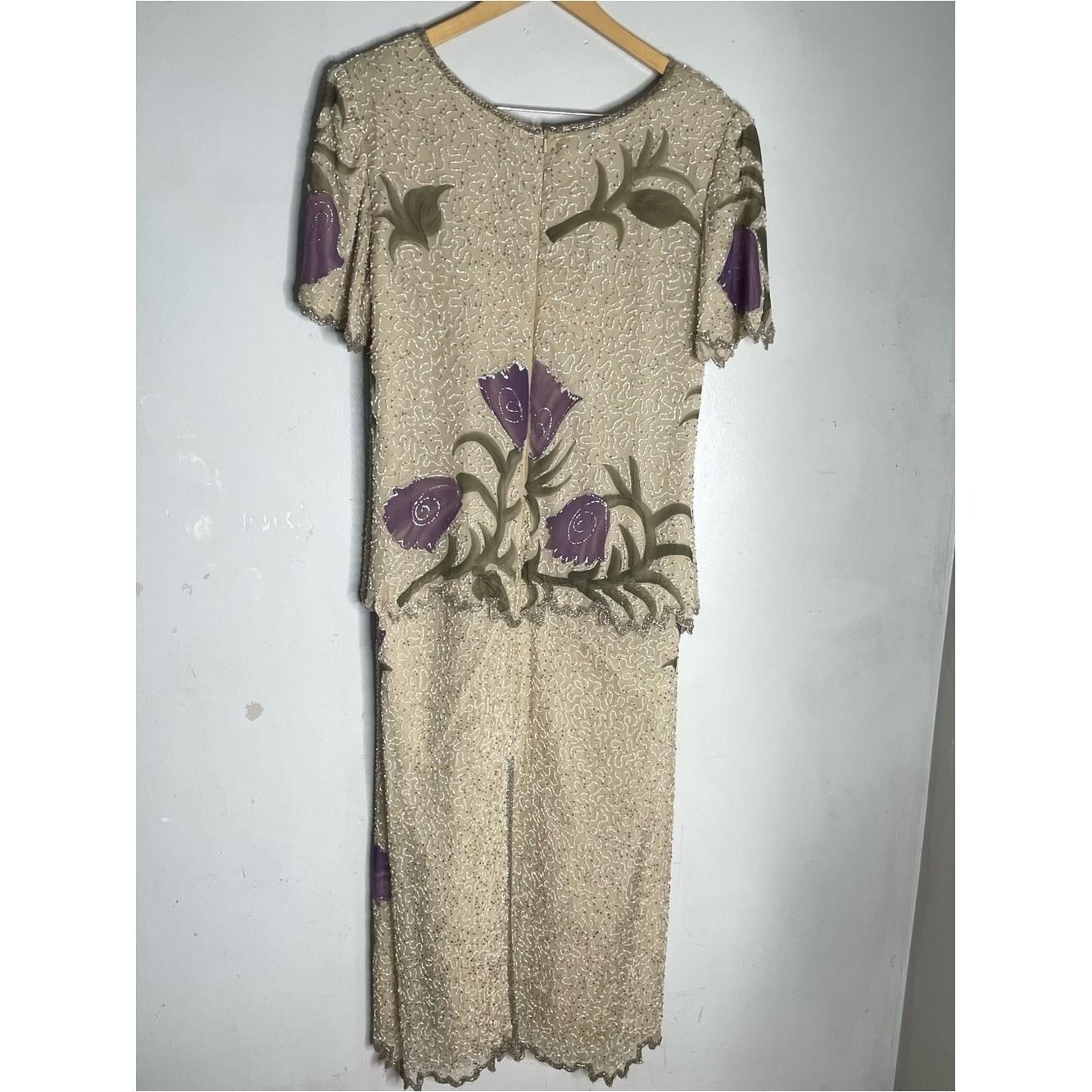 Vintage Laurence Kazar Intricate Beaded Silk Gown Mother of Bride Wedding Guest