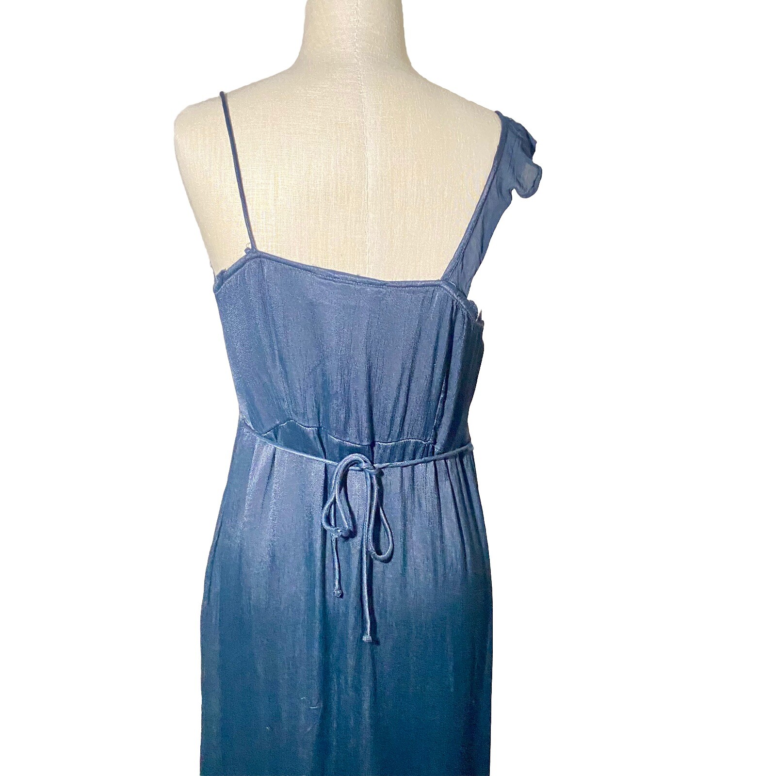 Vtg 90’s Papillon Embroidered Satin Asymmetrical Hemline Midi Med