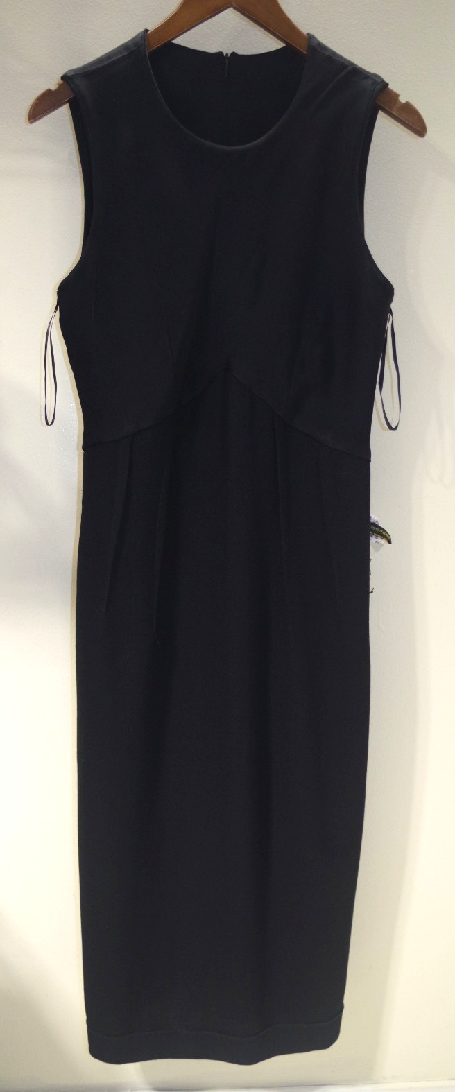 B6 Vintage Donna Karan Wool & Satin Little Black Dress 12 Formal USA Made Lined