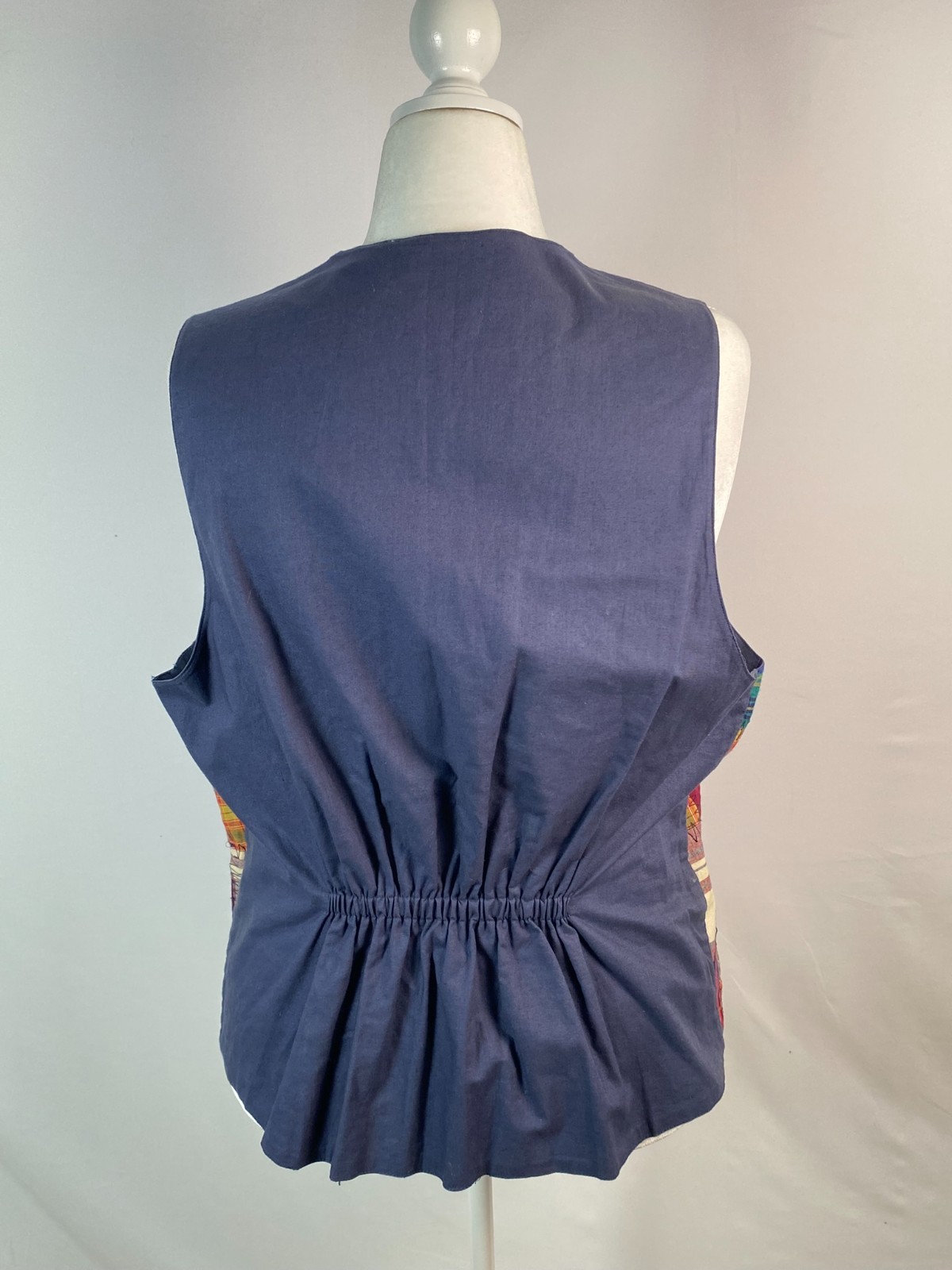 Vintage Patchwork Plaid Vest Victoria Jones Boho Retro Sz 18/38 Minimalist