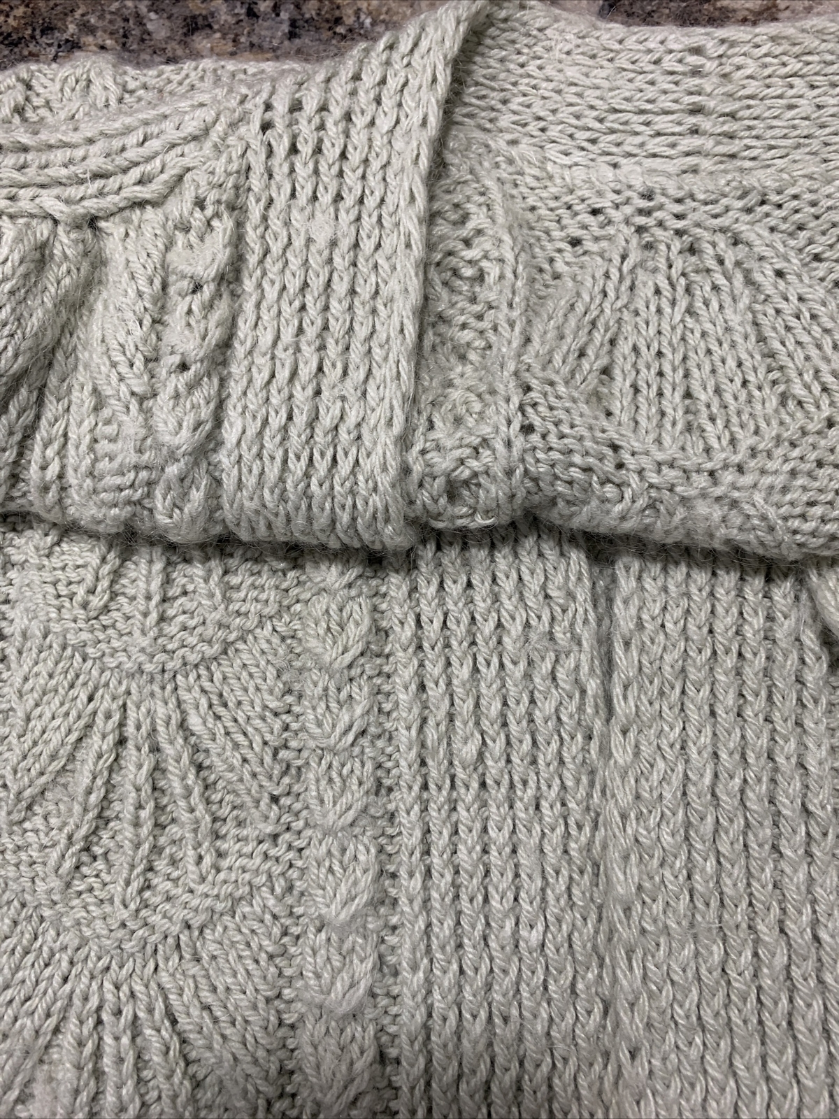 Vtg Mohair Wool Oversized Chunky Knit Cardigan Sweater Coat Oatmeal L XL XXL