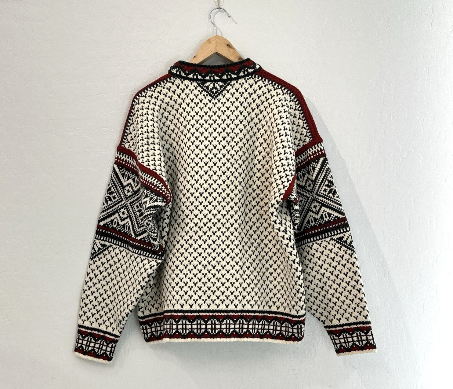 VTG Lands End Nordic Fair Isle 100% Wool Sweater Mens Sz Med Ski Made in Norway