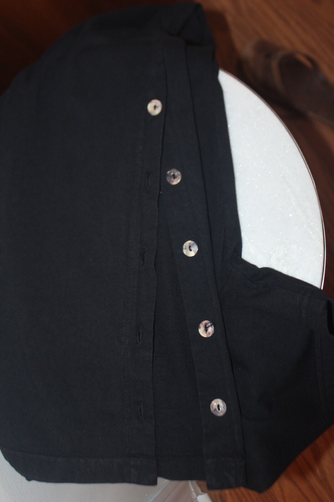 vtg 80’s 90’s CMI Maxi dress size M black heavy Cotton short sleeve USA made EC