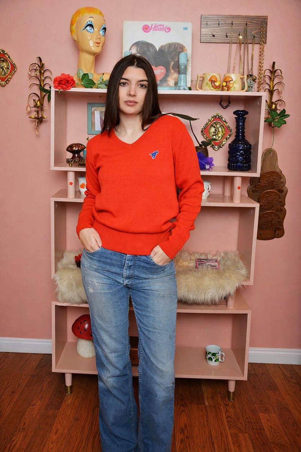 Vintage 1970s Wrangler V-Neck Pullover Sweater