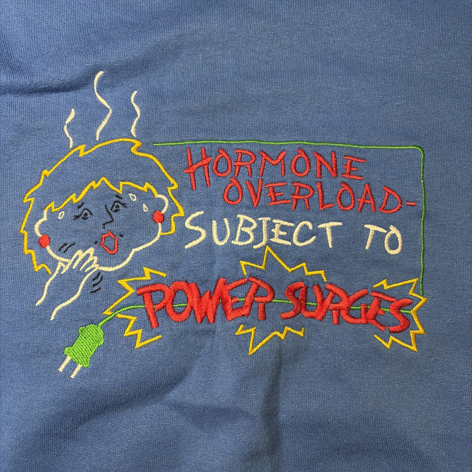 1990s Y2K Vintage Grandma Embroidered Humorous M&C Double Collar Crewneck L