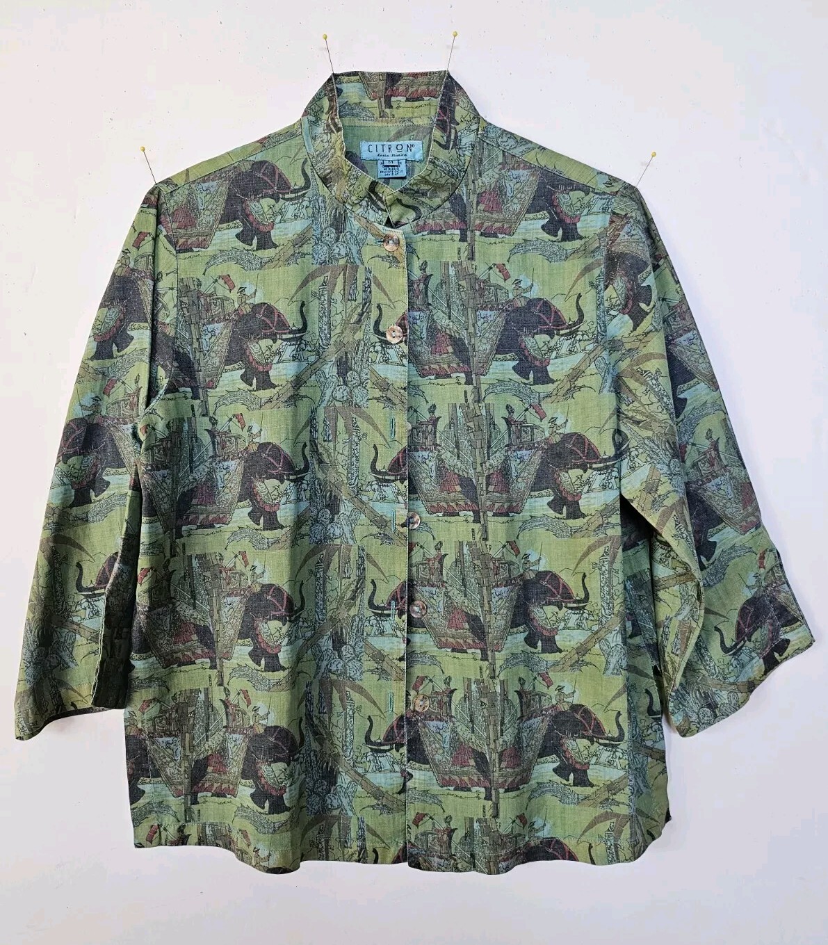 Citron Santa Monica Brand Elephants Print Women’s blouse, size M