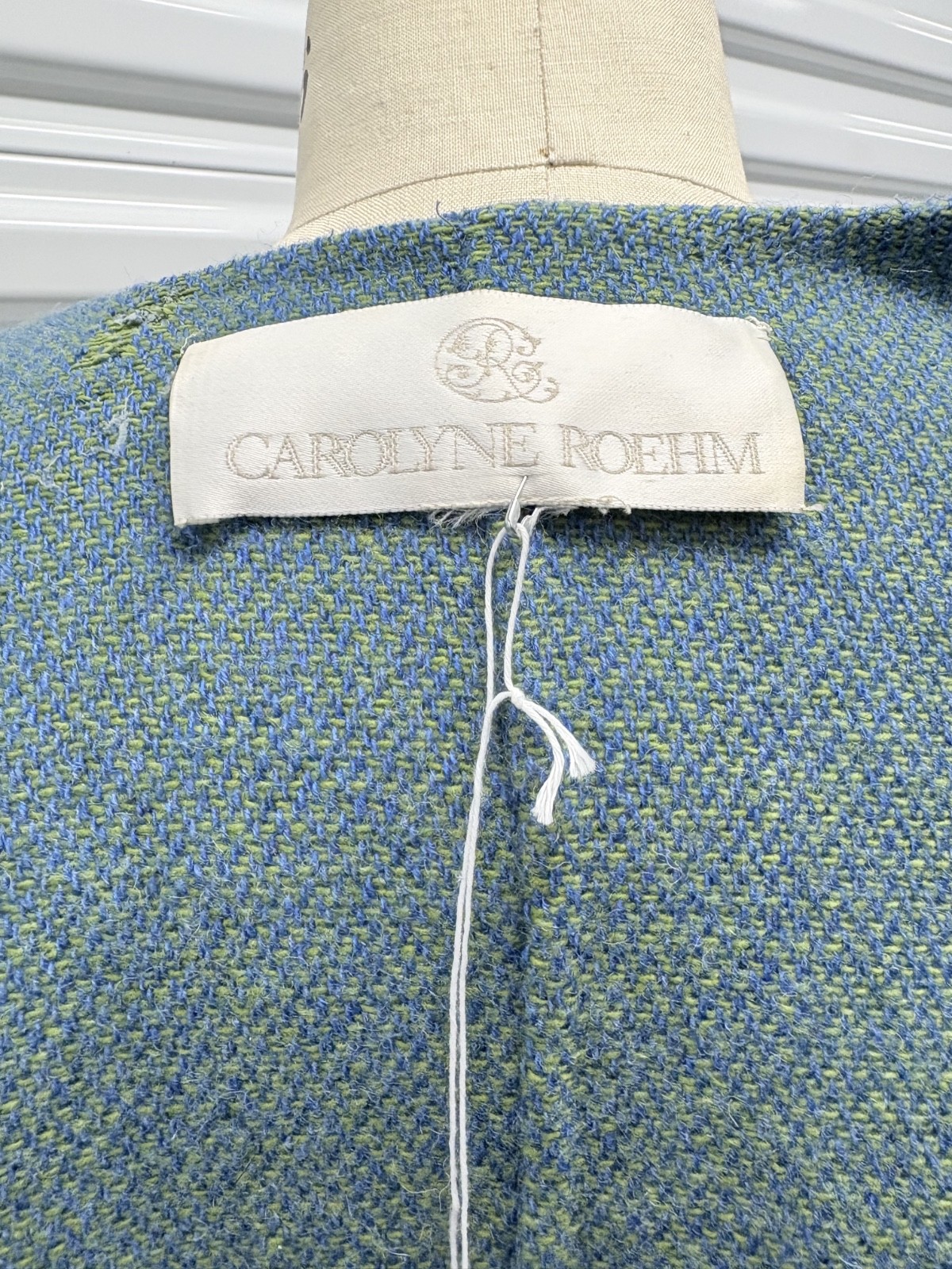 Vintage 1980s Carolyne Roehm Blue/Green Tweed Sculpted Jacket – Asymmetric 12